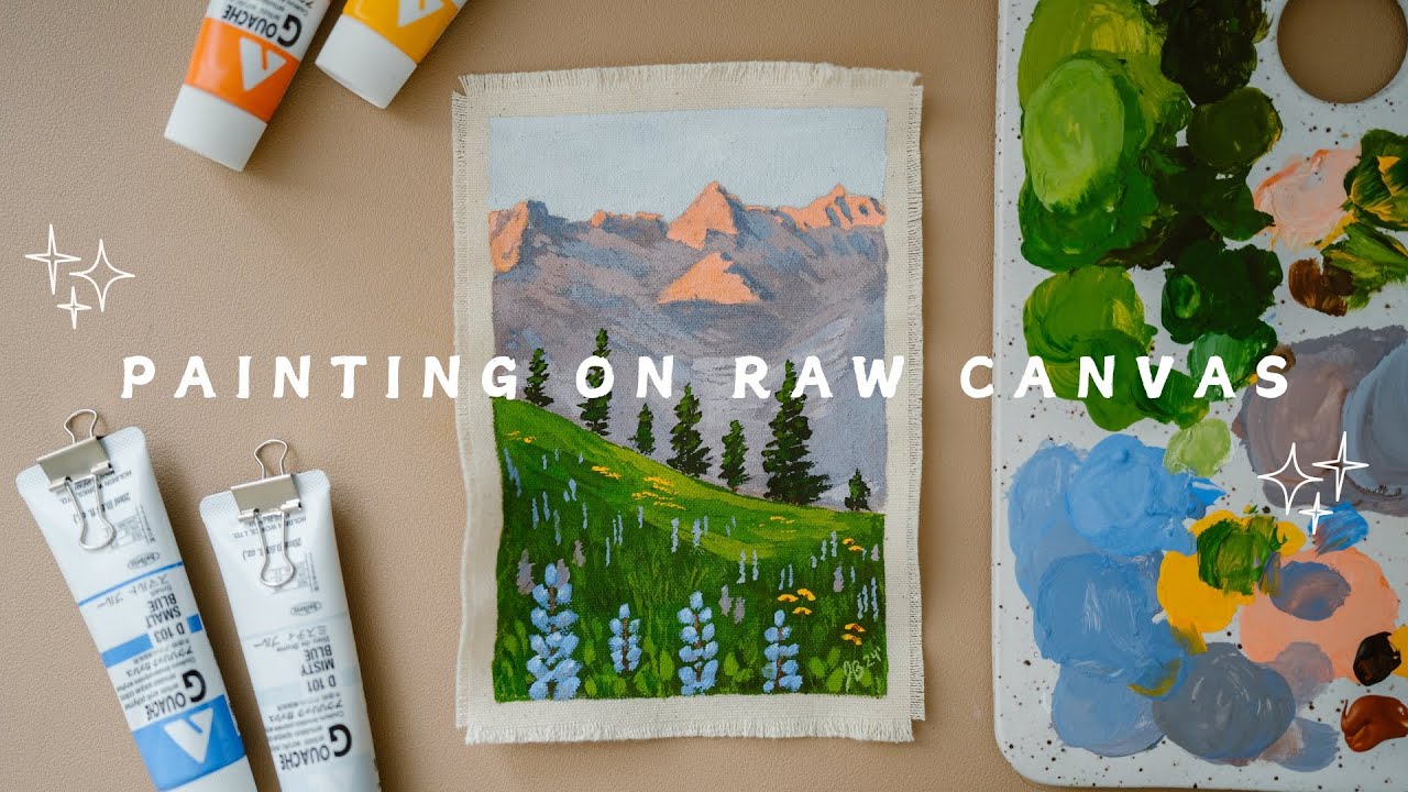 paint with me 🎨 experimenting in my studio with gouache on raw canvas
