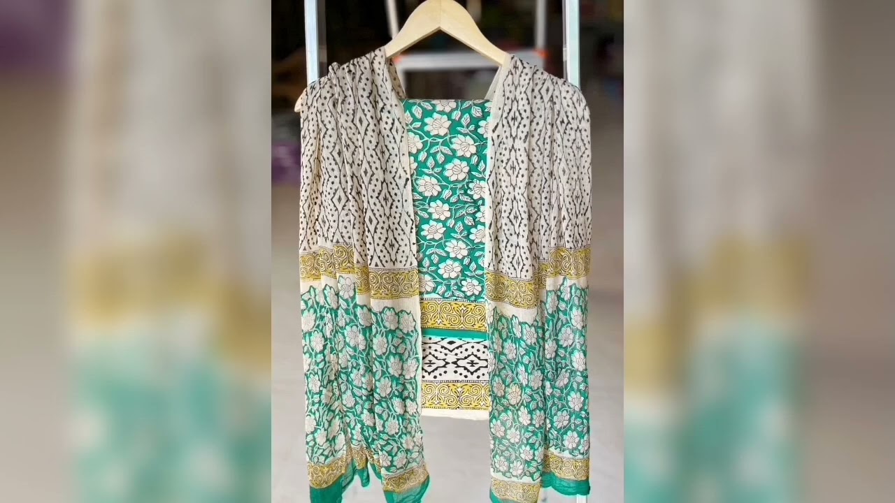 Hand block printed pure cotton suits with shiffon dupatta By Sunheri fashion 🙏🙏🙏💃💃