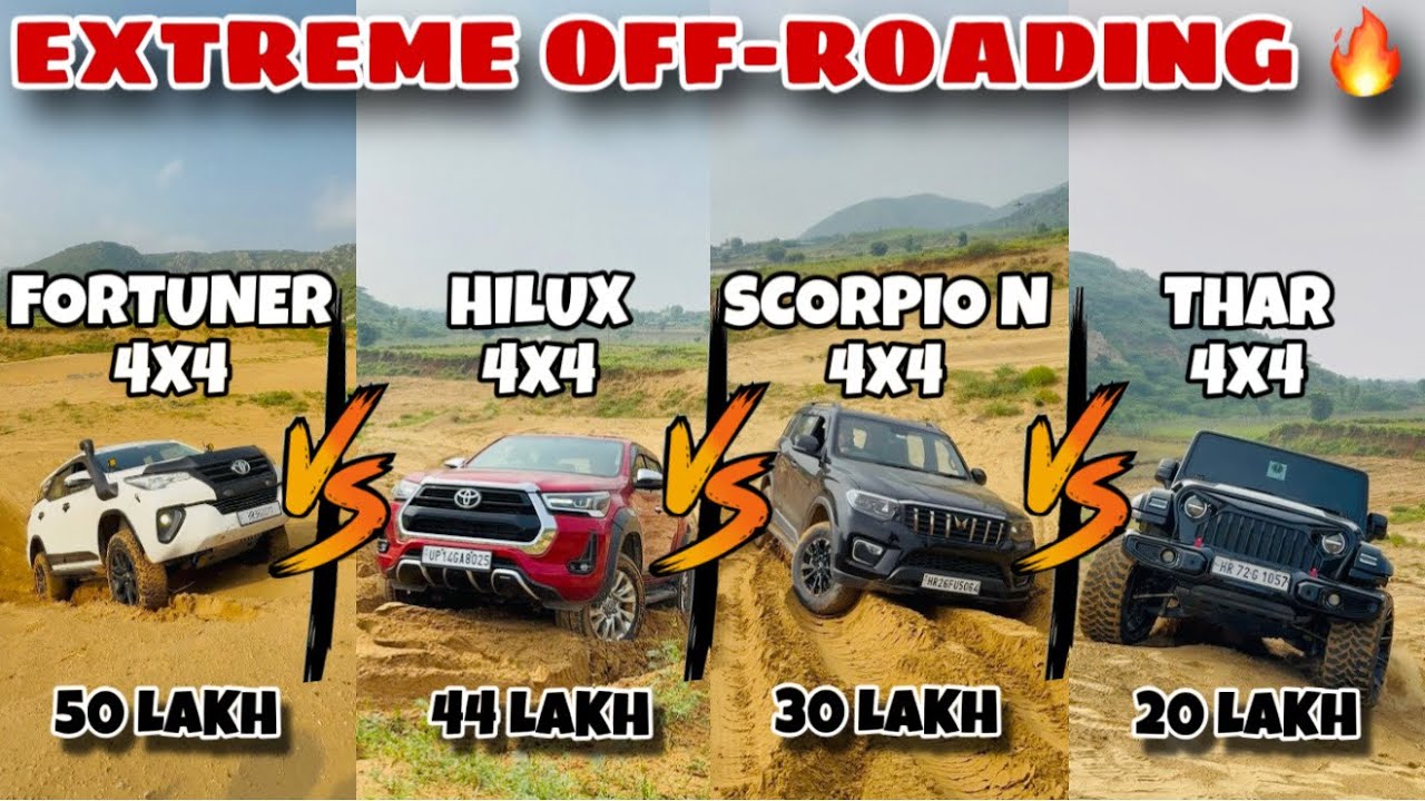 Fortuner Vs Hilux Vs Scorpio N Vs Thar Off-roading Battle🔥 | आज तो Extreme😱 Level Off-roading करदी😎 