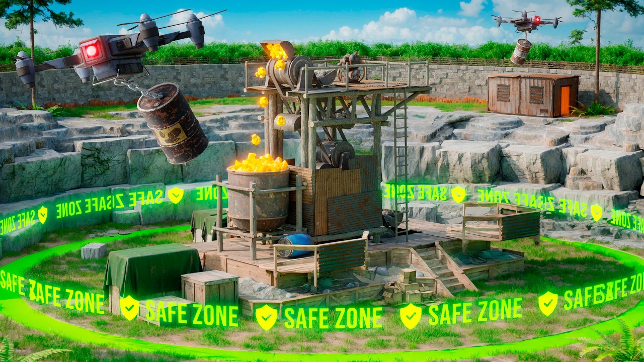 GLITCH! Sulfur Quarry Base With Private Safe Zone In Rust...