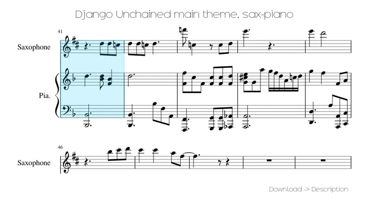 🎶 Django Unchained Main Theme, Sax-piano 🎸🎸