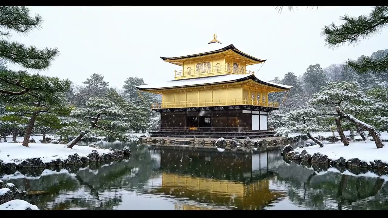 Peaceful Winter at Japan Golden Pavilion | Relaxing Piano Music for Sleep & Zen
