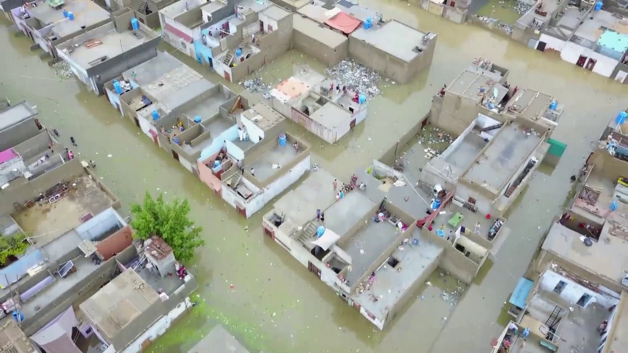 After havy rain karachi surjani town drone view