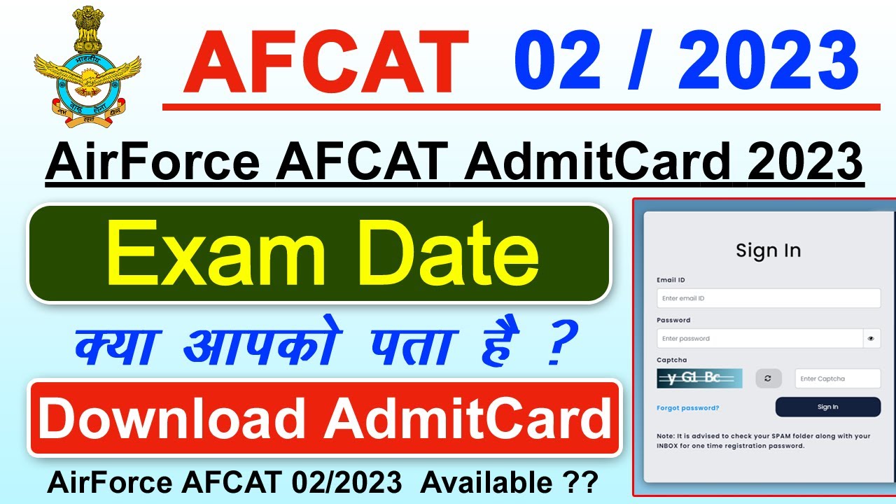 AirForce  AFCAT  022023 Exam Date Admit Card Release