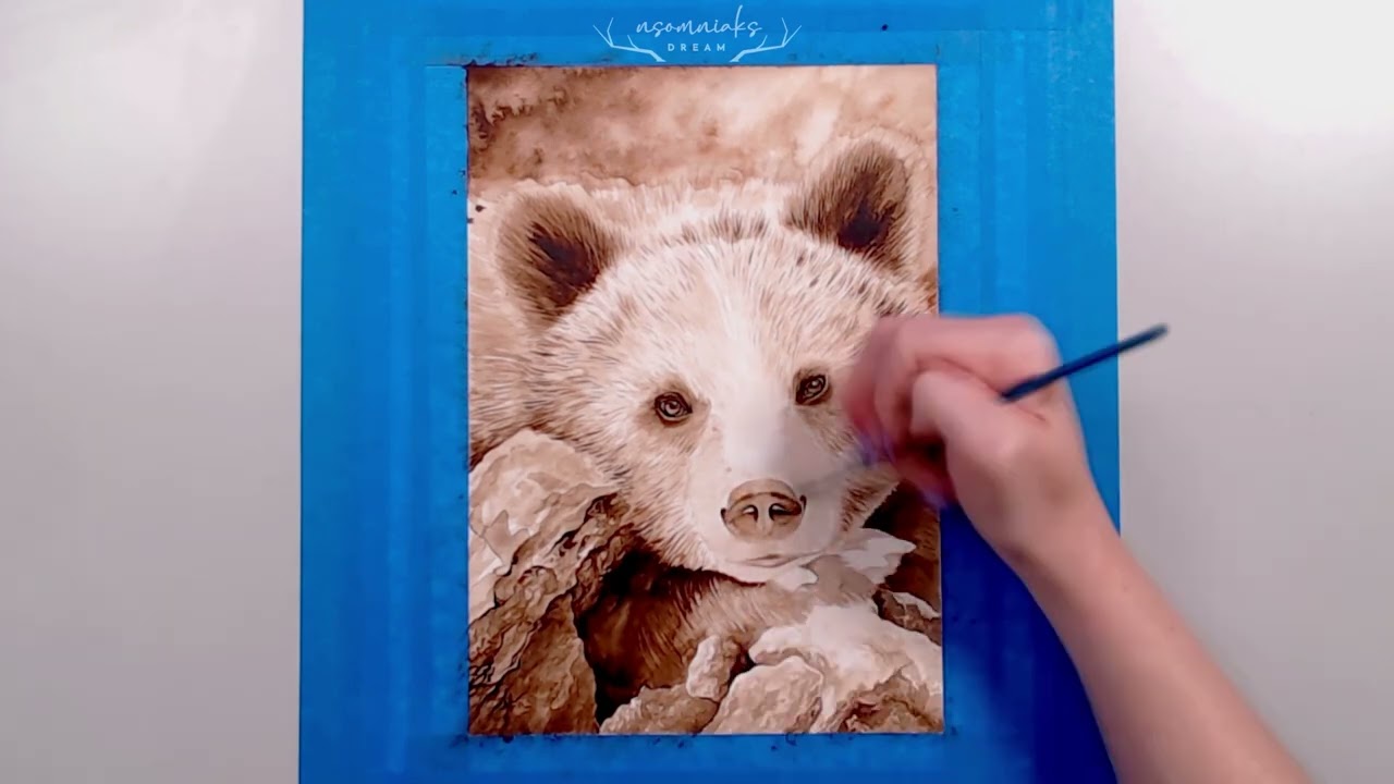 Watercolor & Pencil | Bear Painting