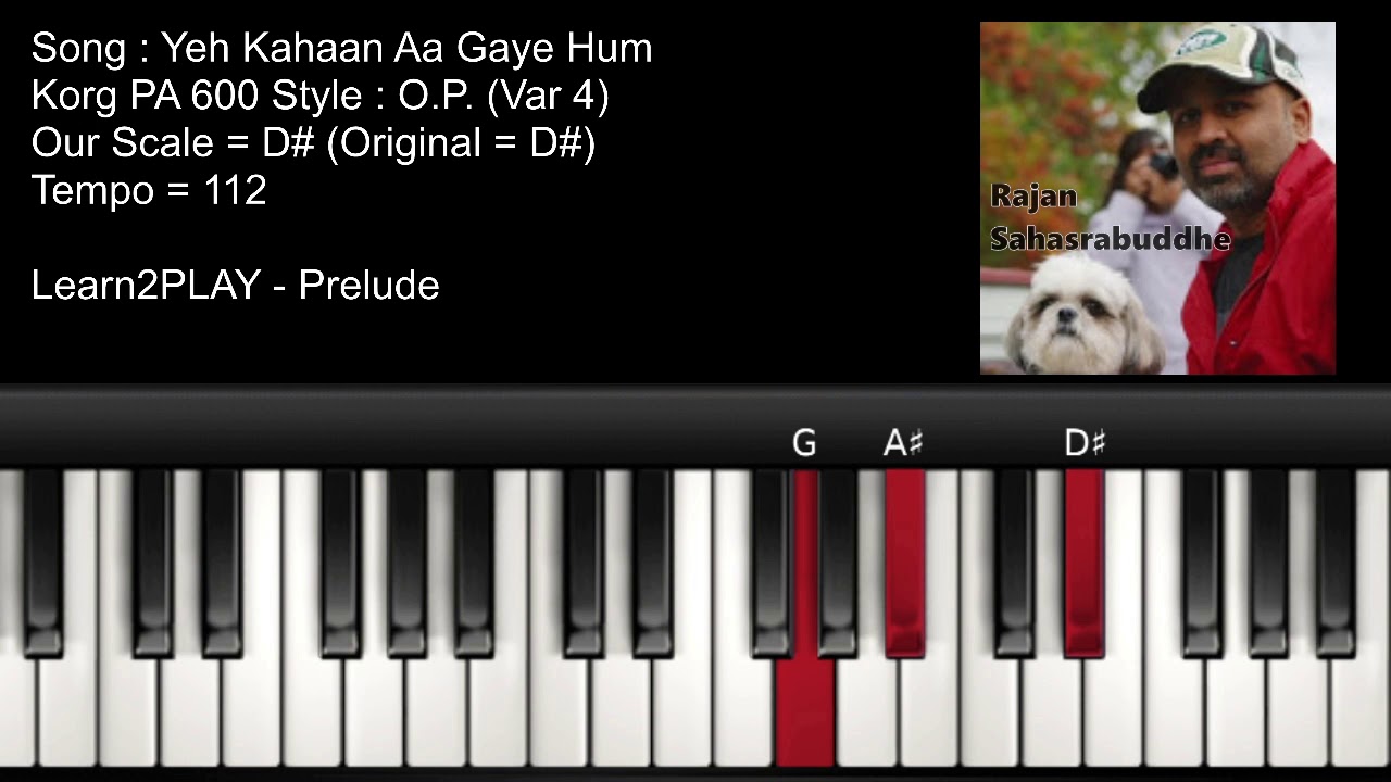 FULL SONG - Yeh Kahaan Aa Gaye Hum - Piano Tutorial - Slow Play - EZ Piano - Lighted Keys - Notes