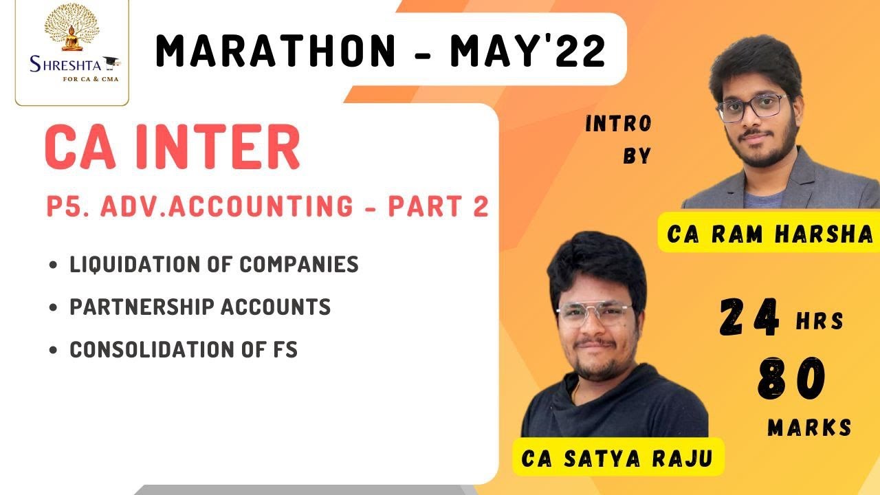 MAY 2022 - P5 ADVANCED ACCOUNTING PART 2 - MARATHON - READ DESCRIPTION - 80 MARKS - CA INTER
