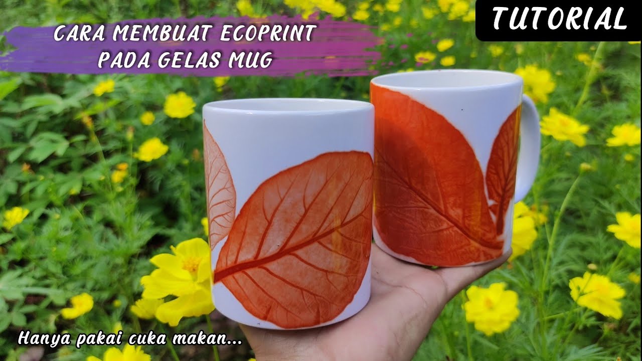 Cara membuat ecoprint pada gelas mug | how to make ecoprint on mug glass