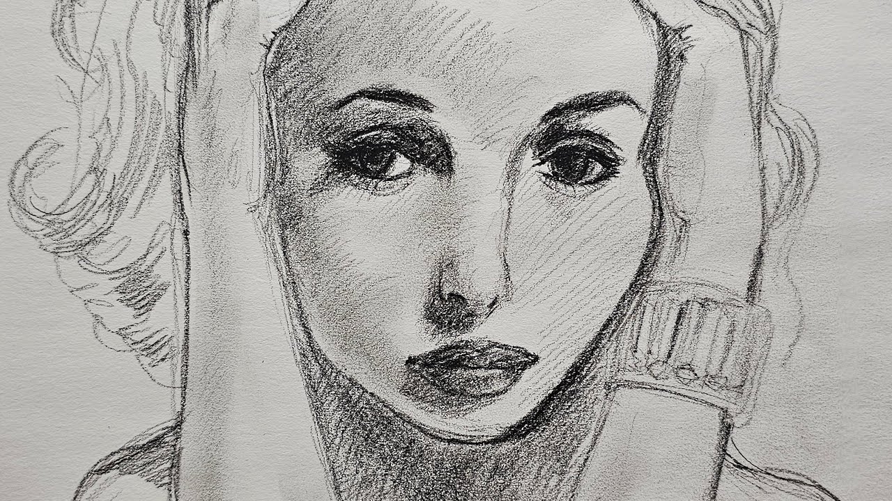 Sketch practice using a charcoal pencil.