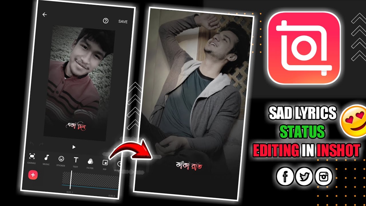 Sad Status Video Editing In Inshot|Lyrics status editing in inshot|Inshotvideoeditor @ManojDey
