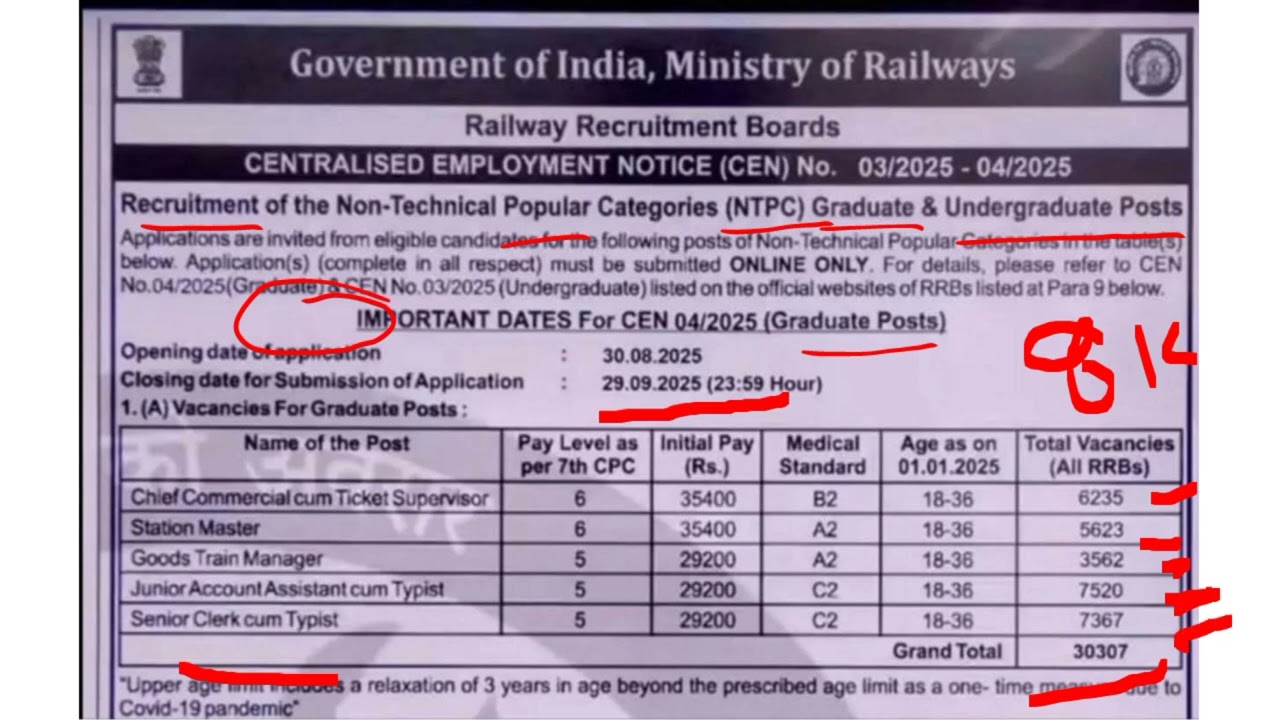 RRB NTPC new vacancy notification Out #ntpc #2025