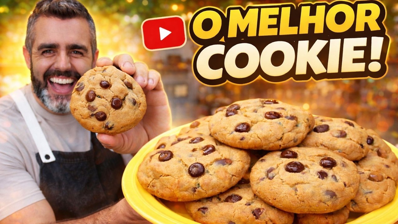 COOKIE COM GOTAS DE CHOCOLATE FÁCIL E PERFEITO - DERRETE NA BOCA - Receitas de Pai