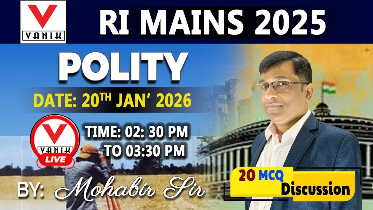 OSSSC RI MAINS 2025 | Polity Important MCQ Discussion | Most Expected Questions | By Mahavir Sir