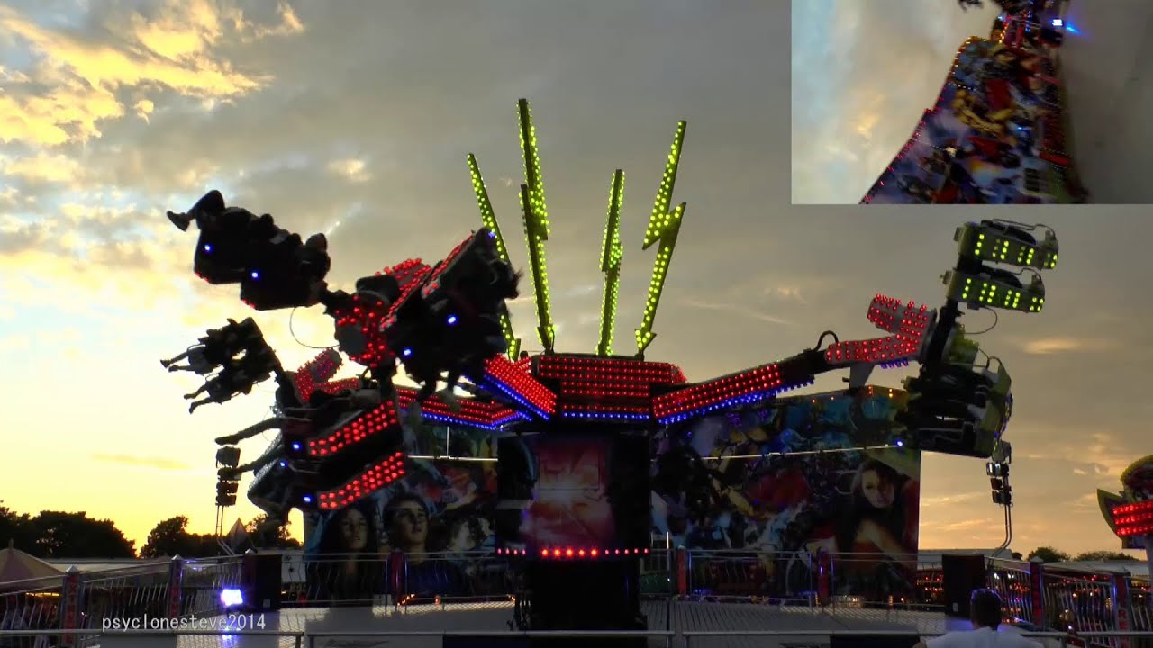 EXTREME orbiter ride, Stanley Thurston's Fun Fair, Letchworth 2014.