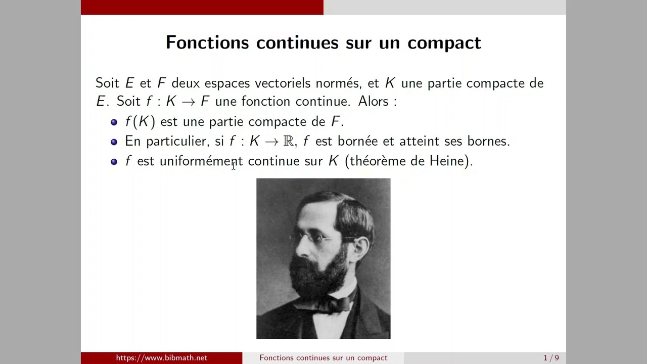 Cours sur les fonctions continues sur un compact
