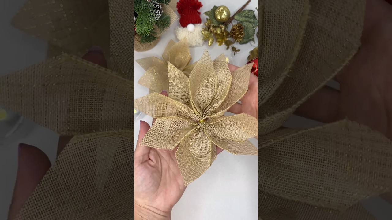 Como fazer flor para decorar &aacute;rvore de Natal com sobras de fita #natal #diy #decora&ccedil;&atilde;o