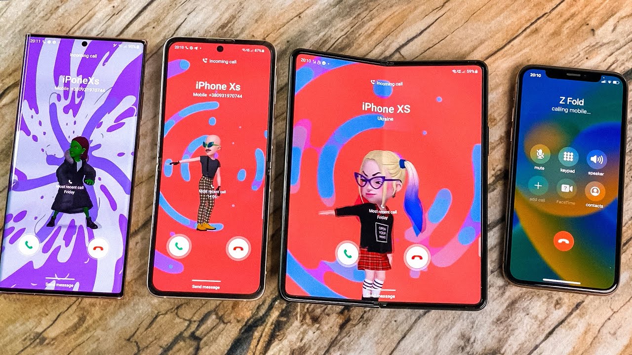 iPhone Xs vs Samsung Z Fold 3 vs Z Flip 3 vs Note 20 Ultra Incomig Call Conference