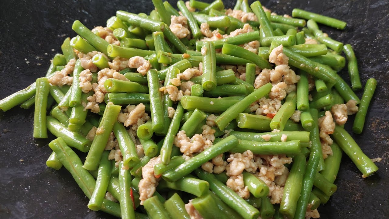 Masakan hongkong cara mengolah kacang panjang daging ayam cincang ala masakan hongkong@liyamenul
