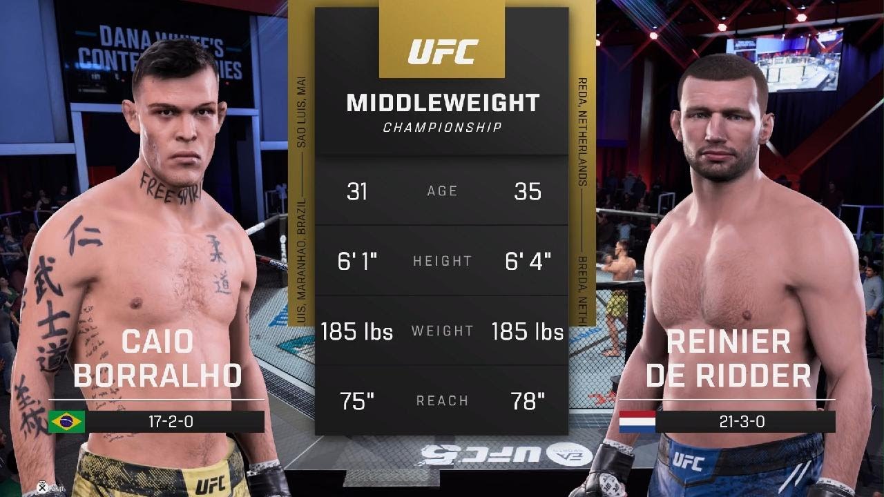 Caio Borralho vs Reinier De Ridder UFC 326 simulation FIGHT