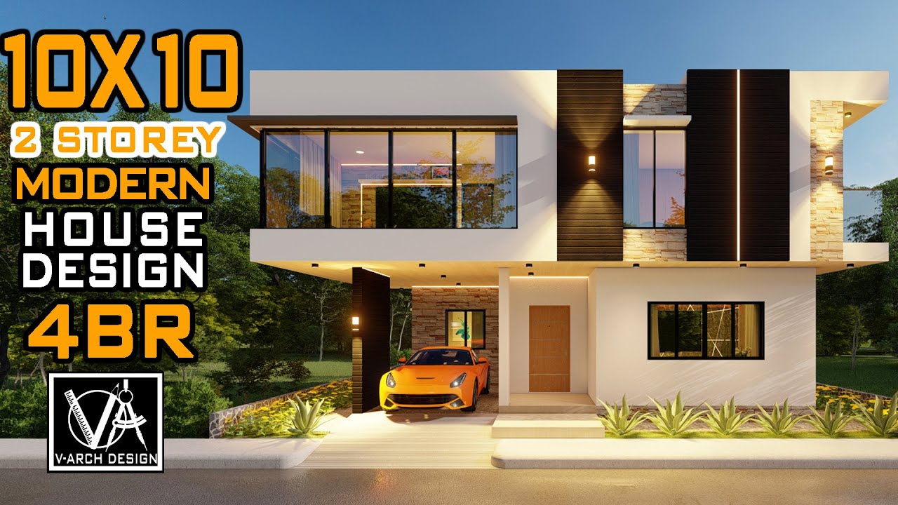 10X10 2 STOREY MODERN HOUSE DESIGN | 4 BEDROOMS 100 SQM