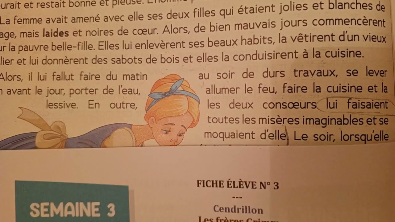 CE1: Fichier de lecture suivie : Cendrillon page 9/10 Le trésor des mots.
