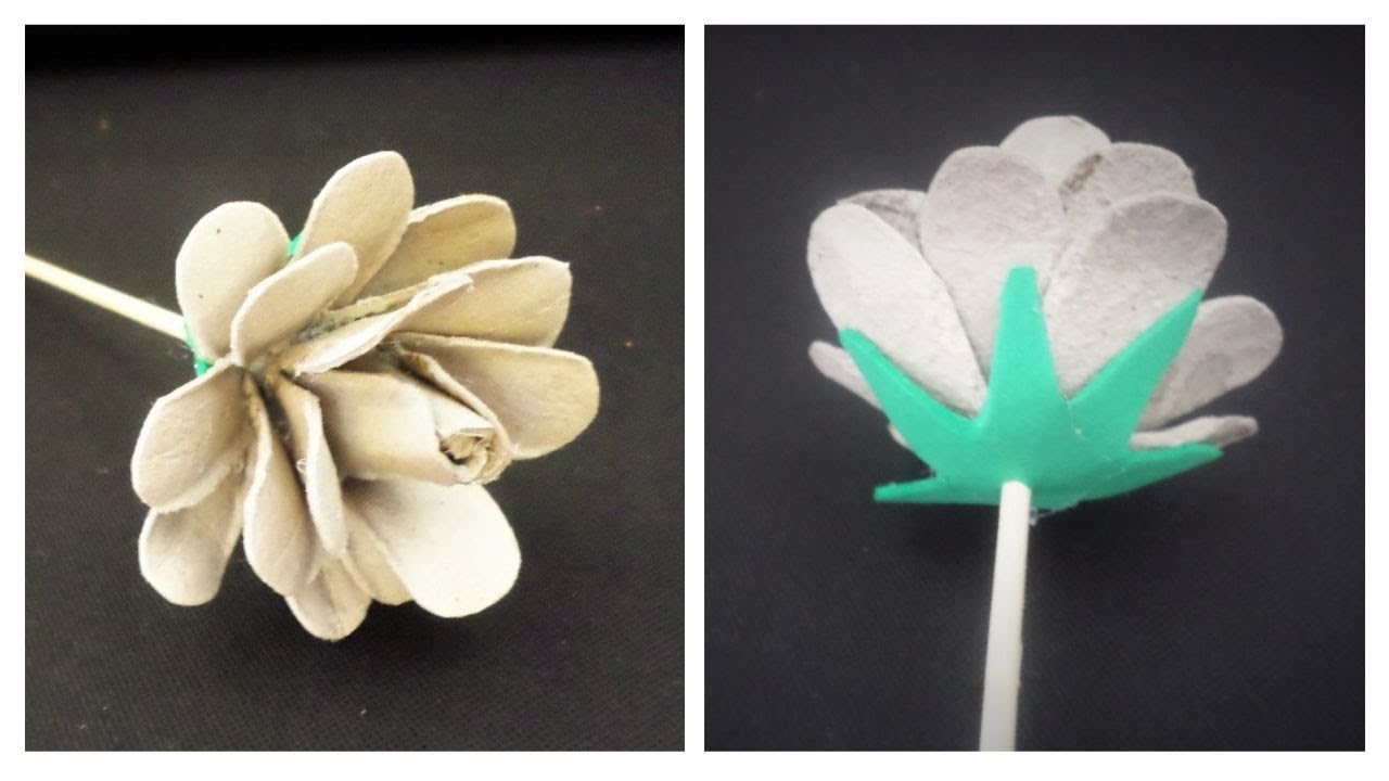 COMO FAZER FLOR DE CAIXA DE OVO 🥚🥚 Reciclagem