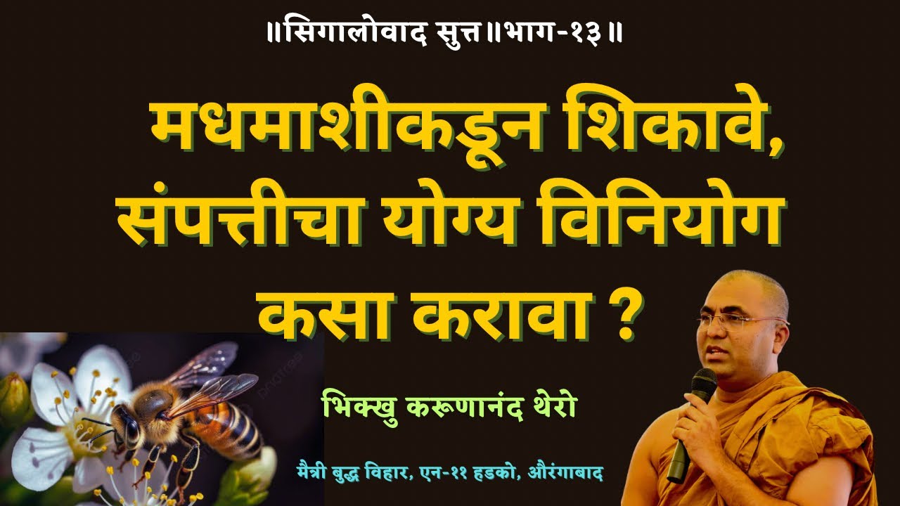 मधमाशीकडून शिकावे, संपत्तीचा योग्य विनियोग कसा करावा ?॥सिगालोवाद सुत्त॥भाग-१३॥BhikkhuKarunanandThero
