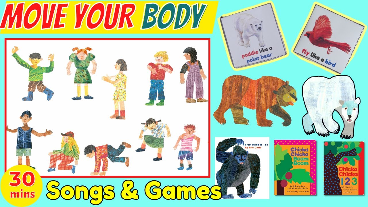 From Head to Toe Eric Carle Song Read Aloud Animated | Movement Songs for Preschoolers | Dance Break