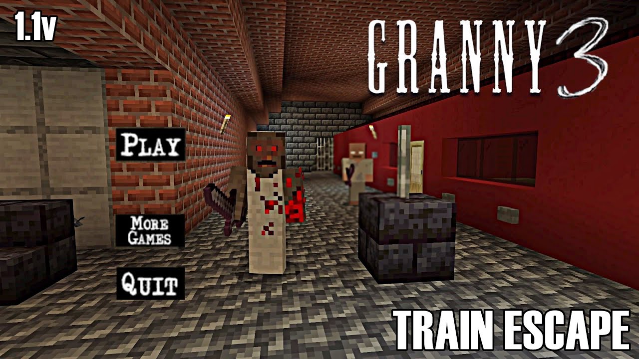 GRANNY 3 TRAIN EXIT MINECRAFT GAMEPLAY