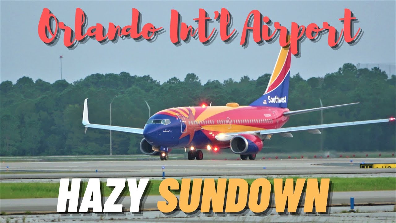 (4K) ORLANDO INT'L AIRPORT - MCO HAZY CLOSE UP SUNDOWN PLANE SPOTTING 9/23/22
