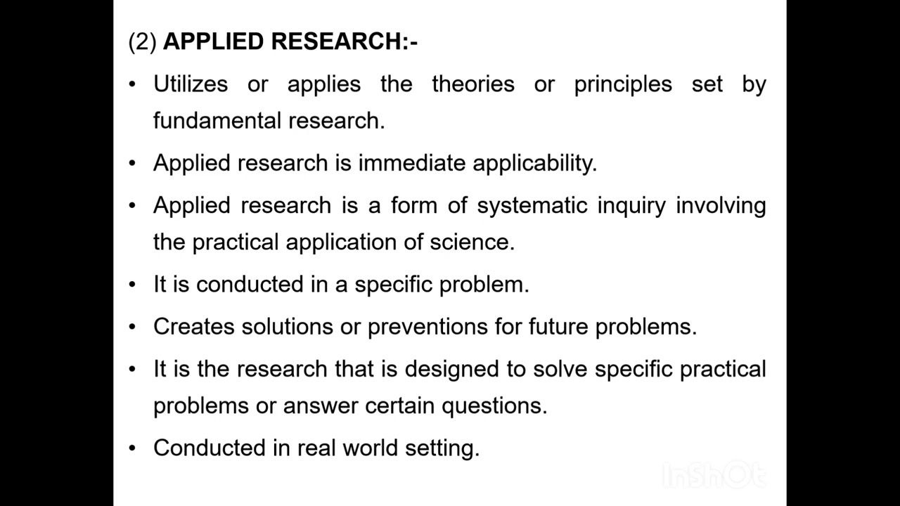 Lecture 2: Types of Research : Educational Research 