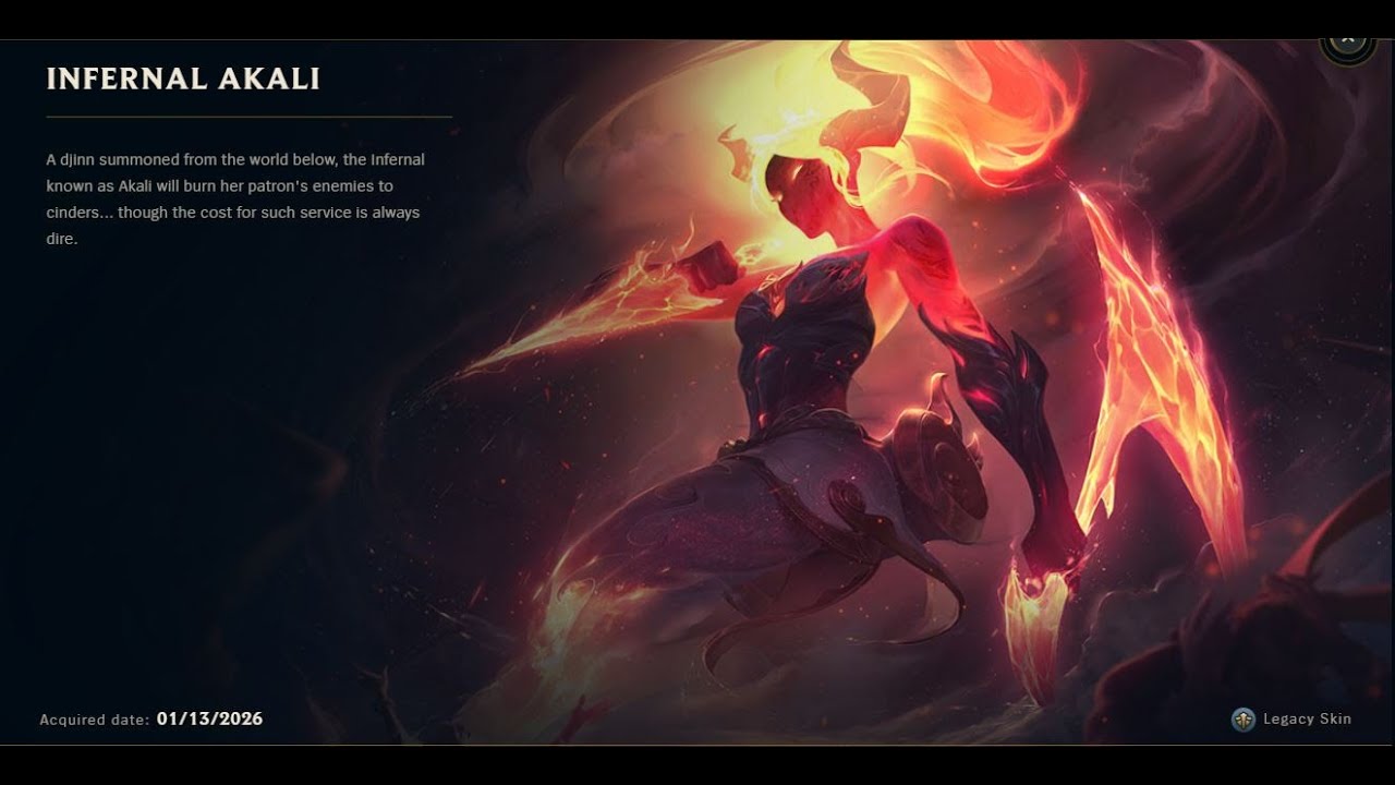INFERNAL AKALI SKIN SPOTLIGHT-LEAGUE OF LEGENDS-01-13-2026