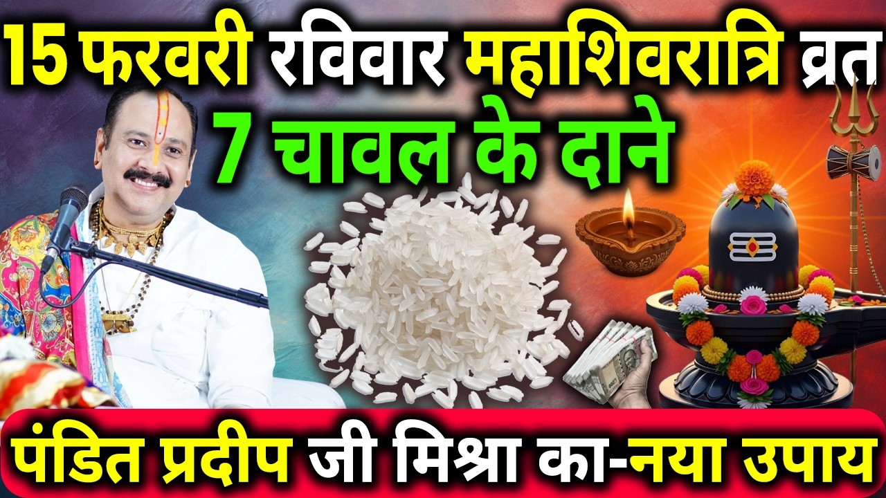 15 फरवरी फाल्गुन रविवार महाशिवरात्रि के दिन 7 चावल के दाने वाला उपाय जरुर करे || Pradeep Ji Mishra