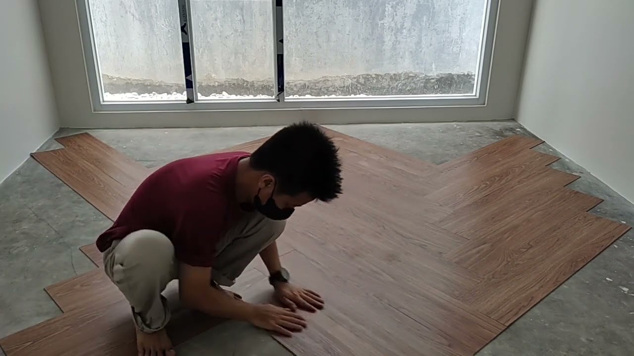 cara pasang vinyl lantai herringbone @tukang_pasang