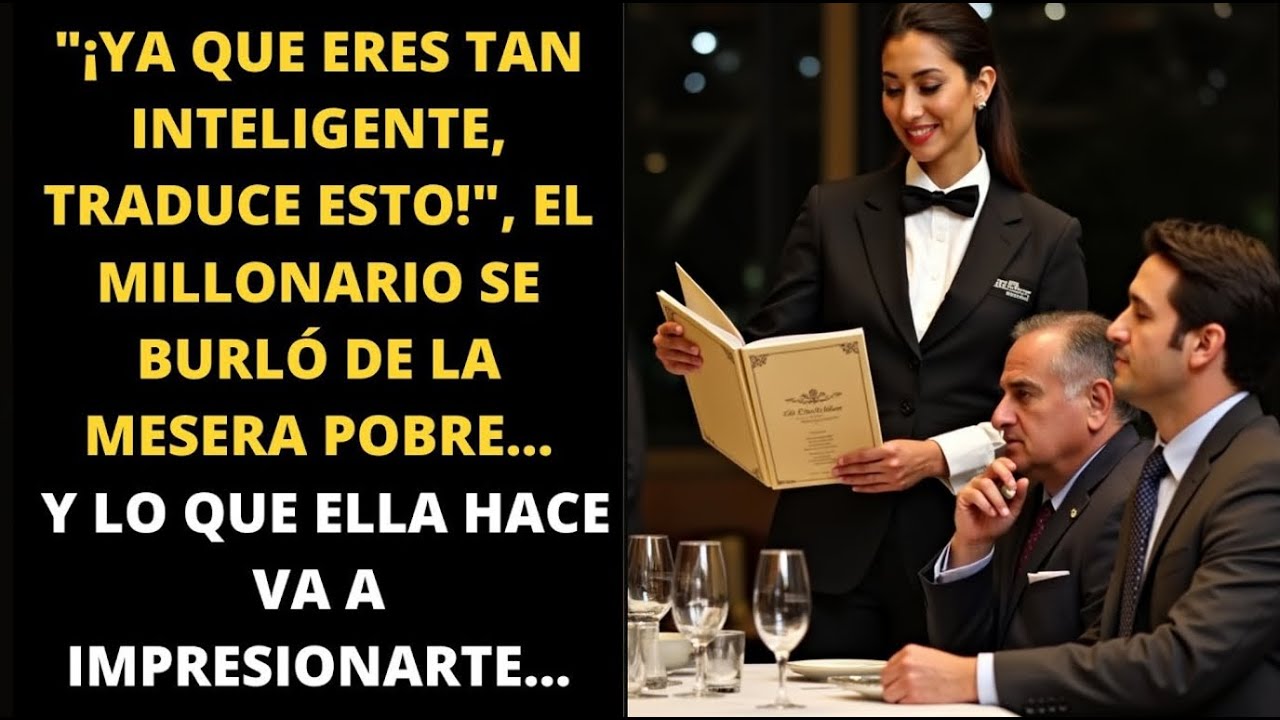 YA QUE ERES TAN INTELIGENTE,TRADUCE ESTO         EL MILLONARIO SE BURLÓ DE LA MESERA POBRE Y ELLA
