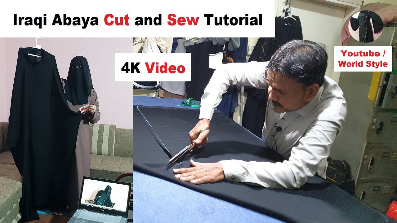 Iraqi Chadar Cutting And Stitching Tutorial | Iraqi Abaya Cut & Sew Burqa Tutorial | 4K video