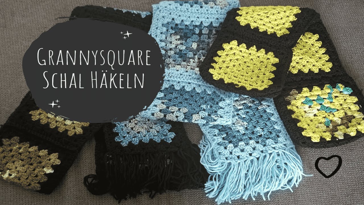 Grannysquare Schal häkeln mit farbverlaufswolle