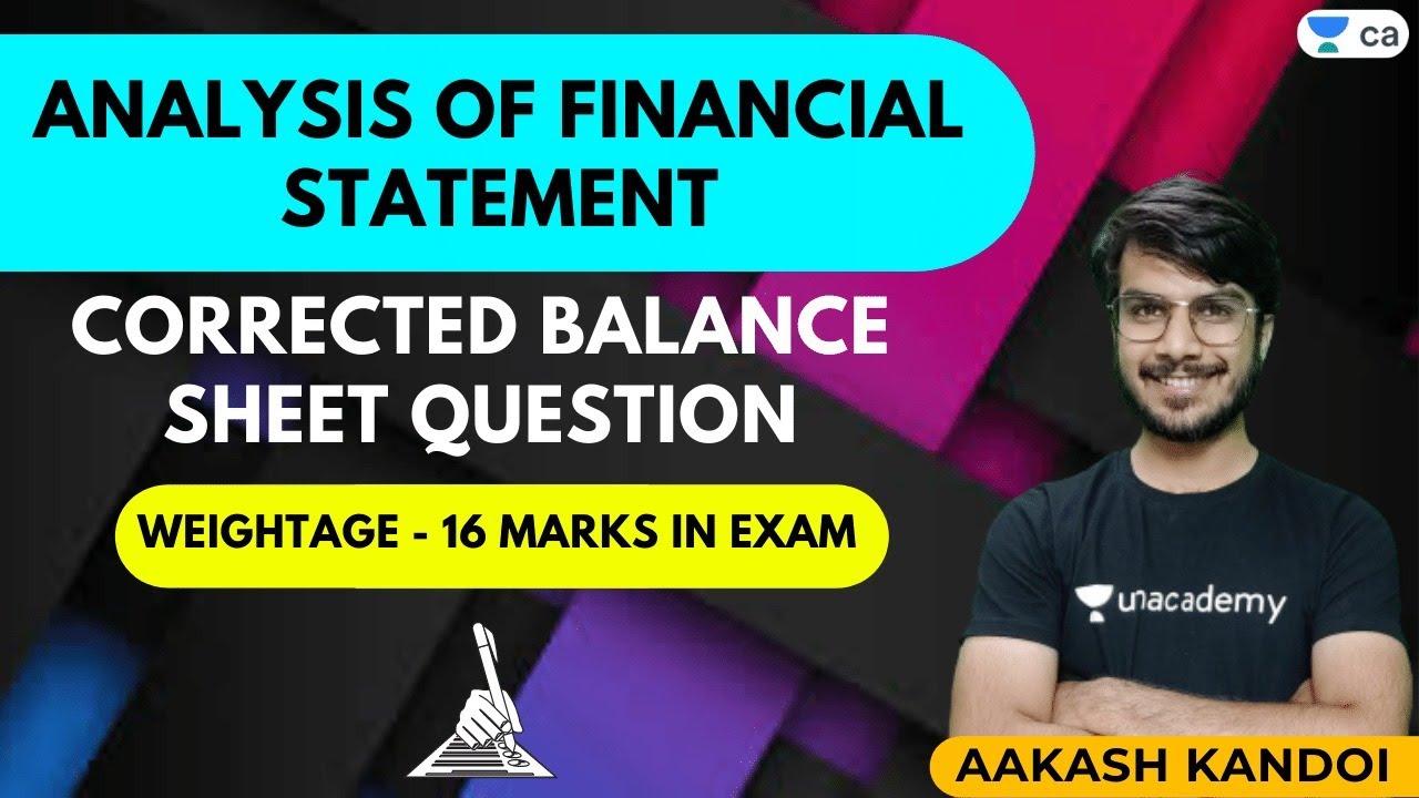 Analysis of Financial Statement-Corrected Balance Sheet Question | CA Final  | Aakash Kandoi