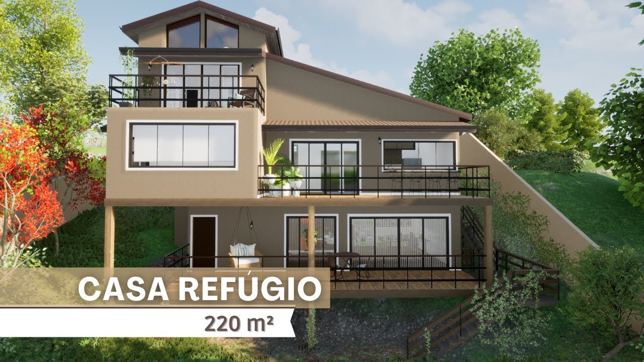 Projeto: Casa Refúgio – Terreno em Declive | Casa de 220 m²