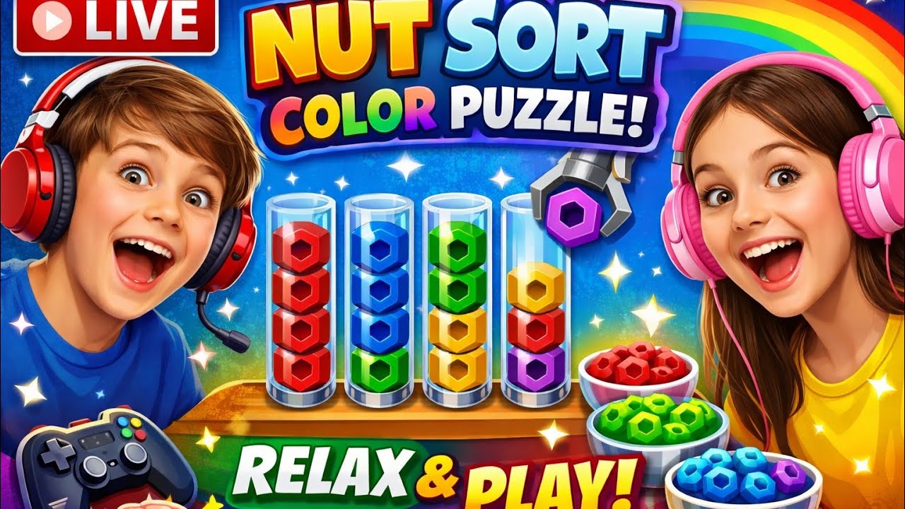 🔴 LIVE Nut Sort Color Puzzle Gameplay | Relaxing & Satisfying Brain Game 🎮🧩🌈