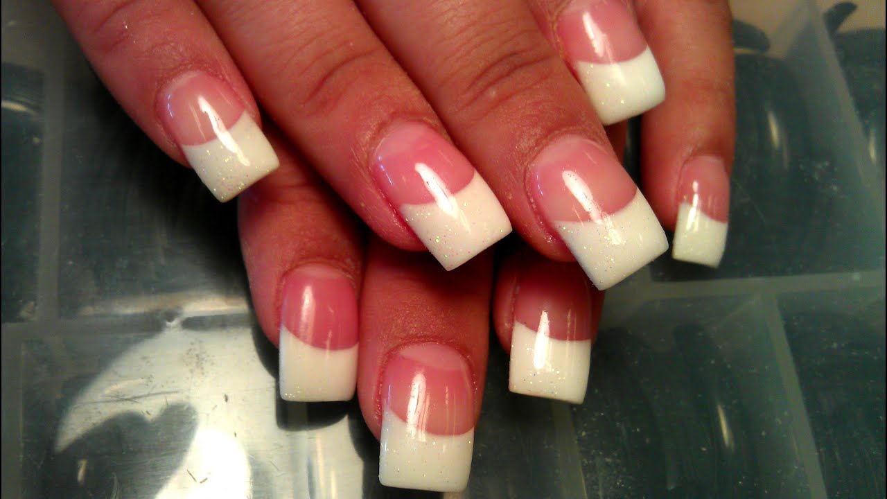 STEP BY STEP FRENCH SOLAR NAILS PINK & WHITE GLITTER