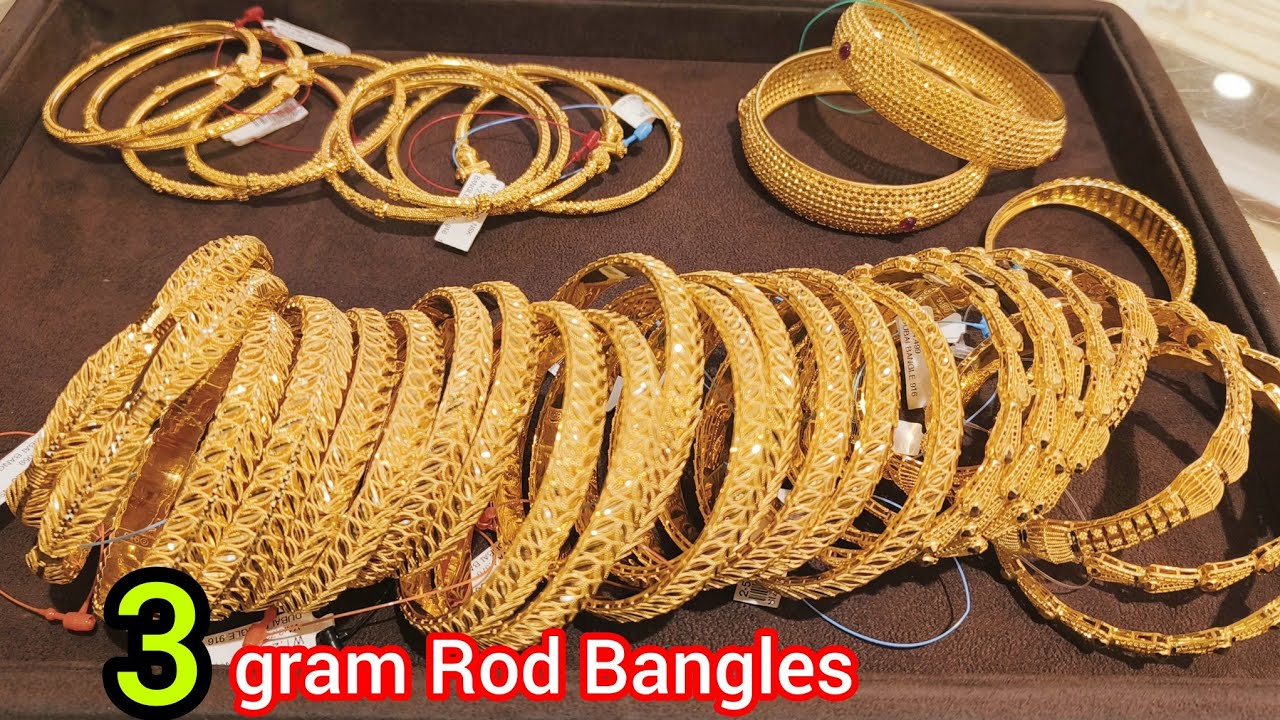 Gold Rod bangles From 4Grams Light weight Fancy gold watch Turkey design gold bangle designs