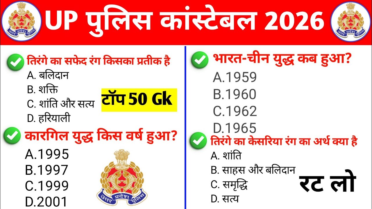 UP police constable gk gs practice set 🔥| Up police gk question 2026 | Gk question up police 2026