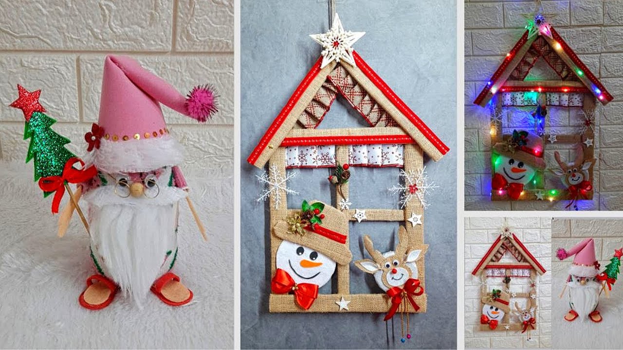 New Christmas Decoration idea with simple materials at home |How to make snowman and Santa clause🎄31