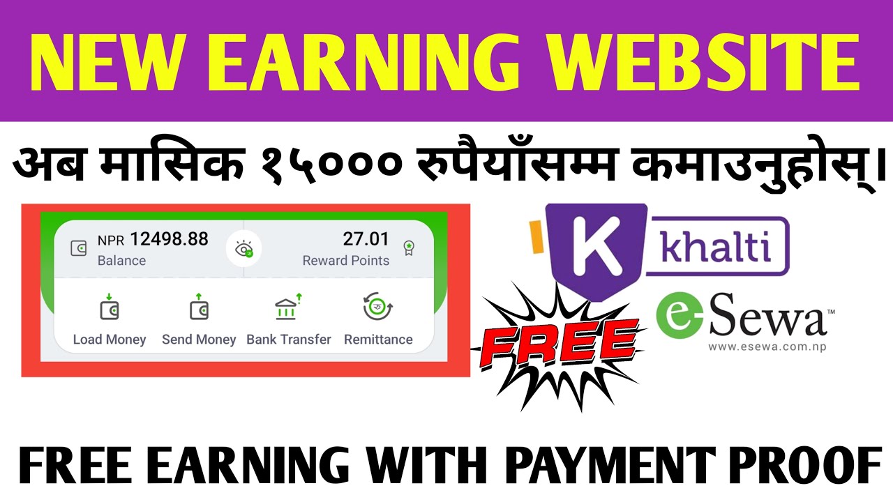 New nepali earning website||New nepali earning app||esewa earning app||khalti earning app||