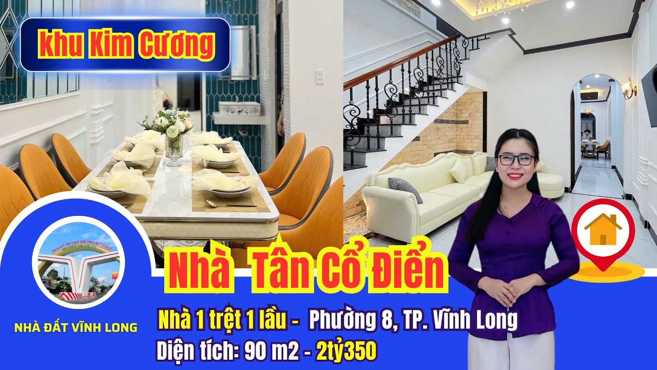 Nhà lầu đẹp mới xây P8, TP Vĩnh Long, 90m2, 2tỷ350