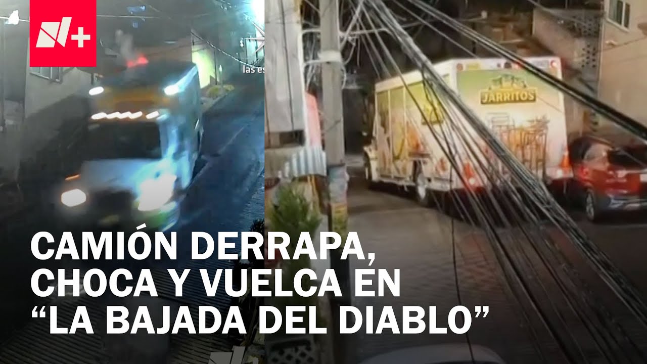 Camión de refrescos choca y vuelca en 