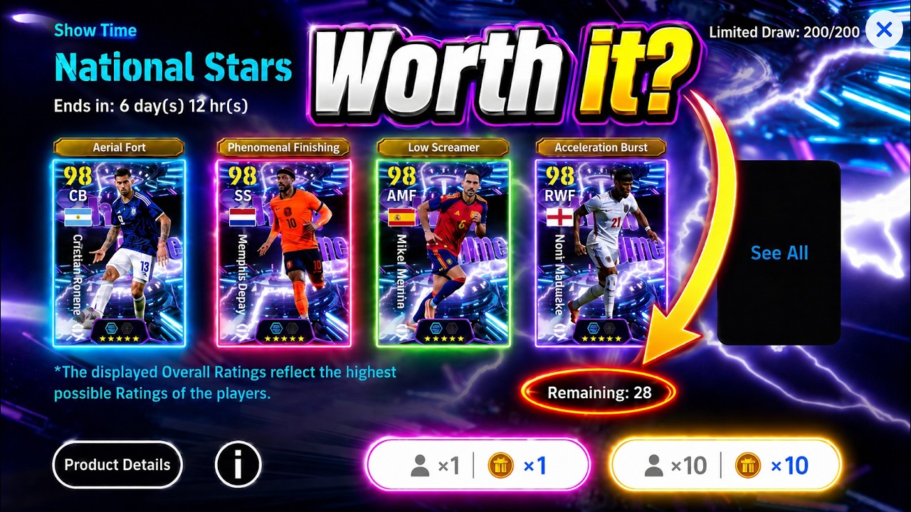 Открыл 28 контрактов на трансфер сразу 🎁🎁 Открытие пака National Stars Showtime - eFootball 2026