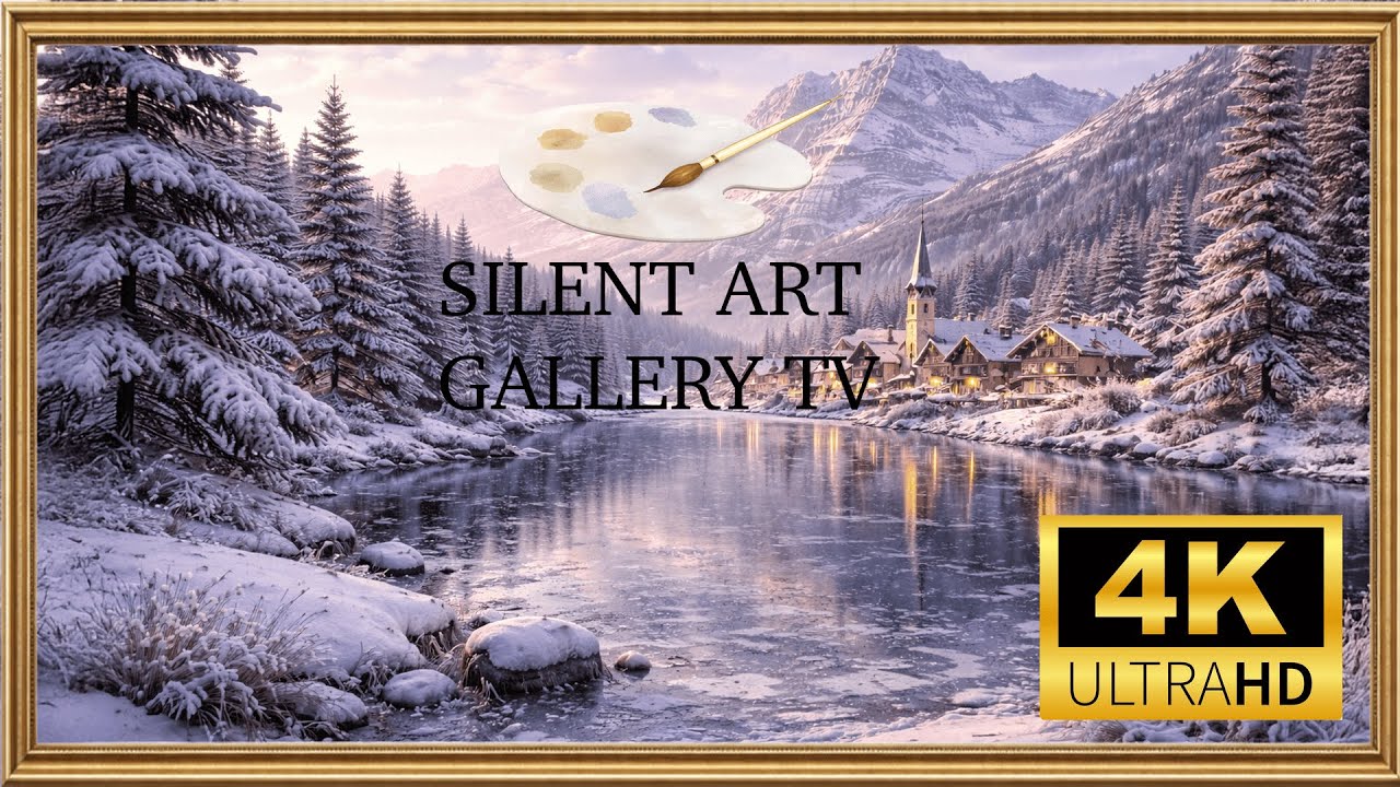 Silent Snowy Lake & Mountain Village ⛪ Calm Winter Art in 4K