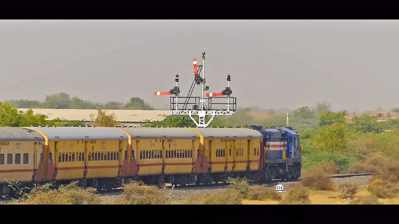 Semaphores in 2021 - Alco hauled train speeding through Lakhamanchi